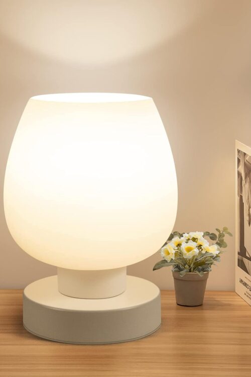 Touchscreen bedside lamp, compact.