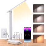 Touch Dimmable LED Desk Lamp with USB C and AC Outlets