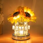 Rechargeable touch sunflower table lamp, 3-color dimming.
