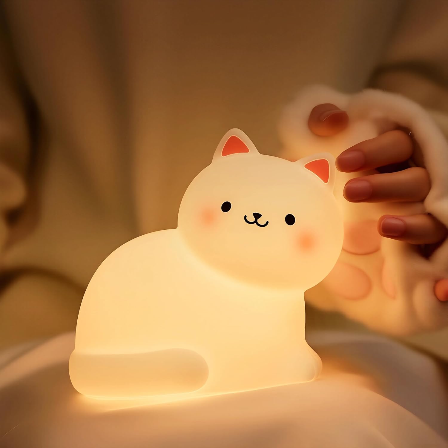71Ny5ZOxGL._AC_SL1500_.jpg Cat Silicone Night Light for Kids - Image 1