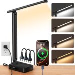 Stepless Dimming LED Desk Lamp with Power Strip