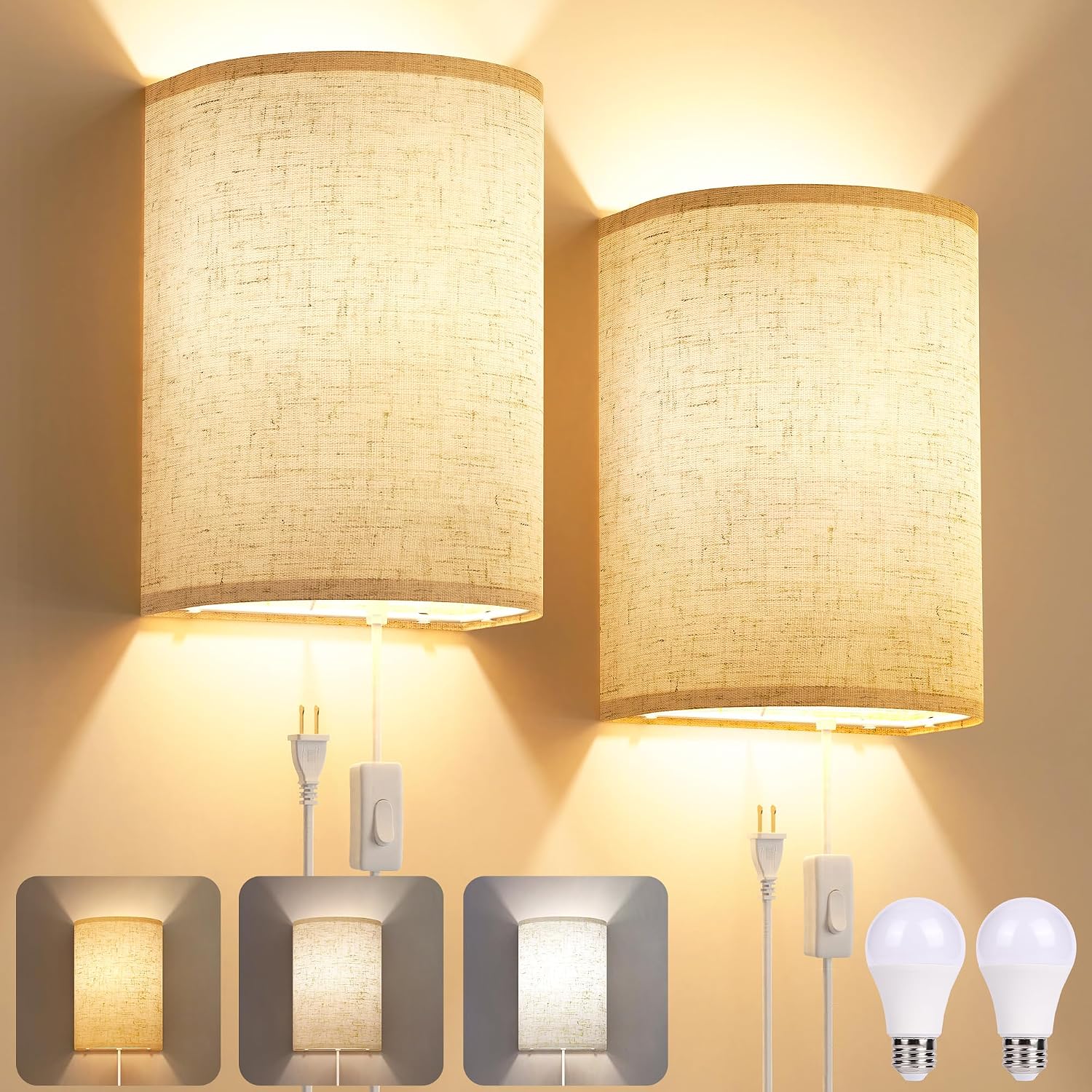 81z0m5laRL._AC_SL1500_.jpg Bedside reading wall lamp, hardwired with switch. Flexible gooseneck. Suitable for bedroom, office, hotel. - Image 1